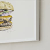 "Cheeseburger" - Art Print in golden beige by Jackie Graham - Frame Close-up