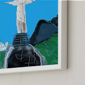 "The Redeemer, Rio" - Art Print in Sky Blue by Stuart Heir - Frame Close-up