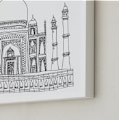 "The Taj Mahal in Pen" - Art Print in midnight by Sharon Rowan - Frame Close-up