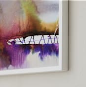 "Landsplashes Series : Bridge" - Art Print in Purple by Marta Spendowska - Frame Close-up