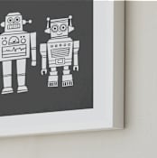 "Robot Buddies" - Art Print in Charcoal by Jessie Steury - Frame Close-up