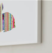 "Stripy Bunny" - Art Print in Rainbow by Shelley Kommers - Frame Close-up