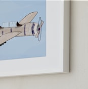 "Aviation Airplane 3" - Art Print in Winged Blue by Rebecca Marchese - Frame Close-up