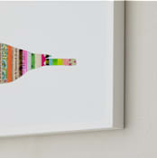 "Stripy Bird" - Art Print in Rainbow by Shelley Kommers - Frame Close-up