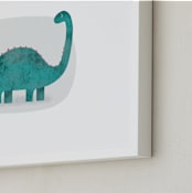 "Charming Diplodocus " - Art Print in Teal by Farinaz Vaseghi - Frame Close-up