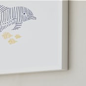 "Lined Animal Dolphin" - Art Print in OCEAN BLUE by Jayne Alfieri - Frame Close-up