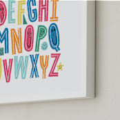 "Alphabet Buddies" - Art Print in Rainbow by Jessie Steury - Frame Close-up