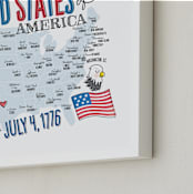 "USA Doodle Map" - Art Print in Blue by Jessie Steury - Frame Close-up