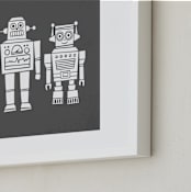 "Robot Buddies" - Art Print in Charcoal by Jessie Steury - Frame Close-up