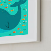 "Whale Hi There" - Art Print in Ocean Blue by Charla Pettingill - Frame Close-up