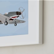 "Aviation Airplane 2" - Art Print in Winged Blue by Rebecca Marchese - Frame Close-up