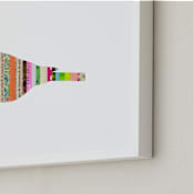 "Stripy Bird" - Art Print in Rainbow by Shelley Kommers - Frame Close-up