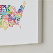 "United States Typography Map" - Art Print in Rainbow by Jessie Steury - Frame Close-up