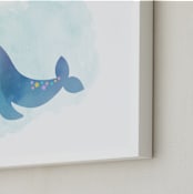 "Unicorn Narwhal" - Art Print in Ocean Blue by Kathy Par - Frame Close-up