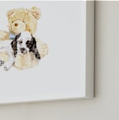 "Pup & Teddy: Best Friends Forever" - Art Print in Teddy Bear Tan by Lauren Rogoff - Frame Close-up