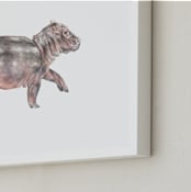 "Watercolor baby hippo" - Art Print in hippo grey by Lauren Rogoff - Frame Close-up