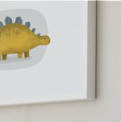 "Friendly Stegosaurus  " - Art Print in Mustard by Farinaz Vaseghi - Frame Close-up