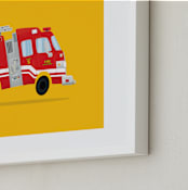 "Cute Firetruck" - Art Print in Firetruck Red by Nathan Poland - Frame Close-up