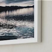 "Juneau from the Sea" - Art Print in Sea Blue by Loree Mayer - Frame Close-up