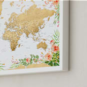 "Blythe floral world map with cities" - Art Print in Colorful florals by Rosana Laiz Blursbyai - Frame Close-up