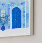 "Morocco's Blue City" - Art Print in Morocco Blue by Kristian Gallagher - Frame Close-up