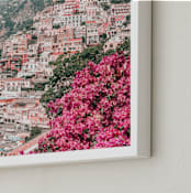 "Positano Pink Flowers" - Art Print in Hot Pink by Heather Loriece - Frame Close-up