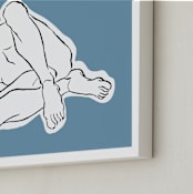 "Male Figure in Dusty Turquoise" - Art Print in Dusty Turquoise by Kathleen Ney - Frame Close-up