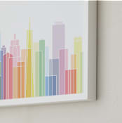 "San Francisco Sky Lines" - Art Print in Sherbert by Jessie Steury - Frame Close-up