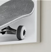 "Sidewalk Surfer" - Art Print in Black and White by Jennifer Mckinnon Richman - Frame Close-up