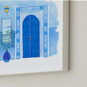 "Morocco's Blue City" - Art Print in Morocco Blue by Kristian Gallagher - Frame Close-up