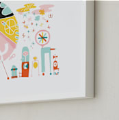 "Globetrotters" - Art Print in Ocean Blue by ERAY - Frame Close-up