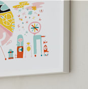 "Globetrotters" - Art Print in Ocean Blue by ERAY - Frame Close-up