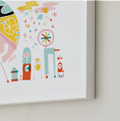 "Globetrotters" - Art Print in Ocean Blue by ERAY - Frame Close-up