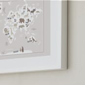 "Animal World Map" - Art Print in Beige by Jessie Steury - Frame Close-up