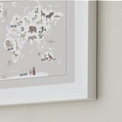 "Animal World Map" - Art Print in Beige by Jessie Steury - Frame Close-up