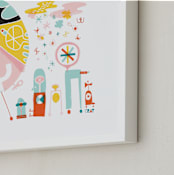 "Globetrotters" - Art Print in Ocean Blue by ERAY - Frame Close-up