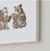 "Three Little Bears" - Art Print in Bear Cub Brown by Lauren Rogoff - Frame Close-up