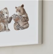 "Three Little Bears" - Art Print in Bear Cub Brown by Lauren Rogoff - Frame Close-up