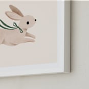 "Rabbit With Bow" - Art Print in Hunter Green by Vivian Yiwing - Frame Close-up