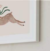 "Deer With Bow" - Art Print in Hunter Green by Vivian Yiwing - Frame Close-up
