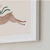 "Deer With Bow" - Art Print in Hunter Green by Vivian Yiwing - Frame Close-up
