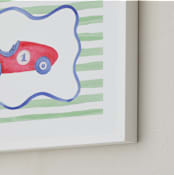 "Vintage Play Car" - Art Print in Race Car Red by Little Blue Designs - Frame Close-up