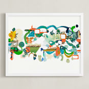 "Green Hills" - Art Print in Verdant Green by Erin McCluskey Wheeler - Framed