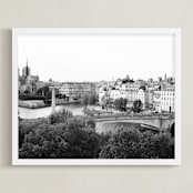 "L'Ile" - Art Print in Grey by Caroline Mint - Framed