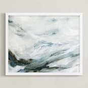 "High Mountain Morning" - Art Print in Slate Blue by Mya Bessette - Framed