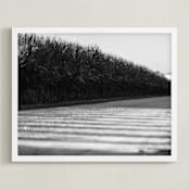 "Modern Rural" - Art Print in Slate Gray by Sheila Corcoran - Framed