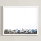 "Charleston Hues" - Art Print in Pure White by Melinda Denison - Framed