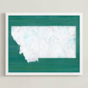 "Montana in Paint" - Art Print in Montana Green by Denise Wong - Framed