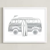 "Beaching 3" - Art Print in misty gray by Rebecca Marchese - Framed
