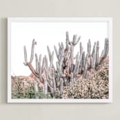 "Desert Cacti" - Art Print in Salmon Orange by Heather Loriece - Framed